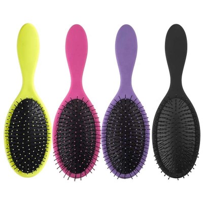 Hot Sale Rubber Handle Plastic Cushion Detangling Wet and Dry hair brush