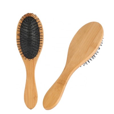 Private label  hair extension brush natural bamboo anti static massage nylon air cushion hair brush