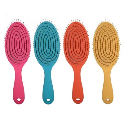 Manufacturer best big multifunctional massage colorful hollow vented curved plastic hair brush