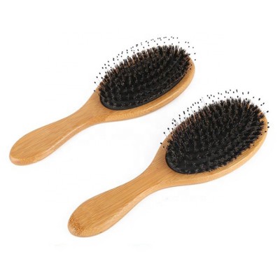 Factory price hair extension brush boar bristle bamboo wooden natural boar bristle hair brush