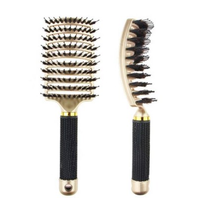 Private label salon gold curved anti static boar bristle vent hair brush wholesale