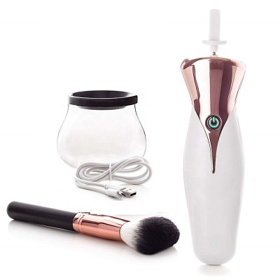 High quality unique design charging version white silicone plastic makeup brush cleaner and dryer machine