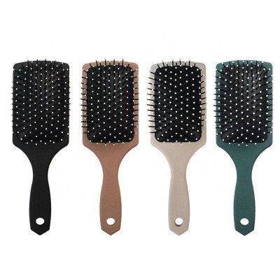 Customized Logo Rubber Square Soft Touch Abs Detangling Plastic Curly Hair Brush For Barber