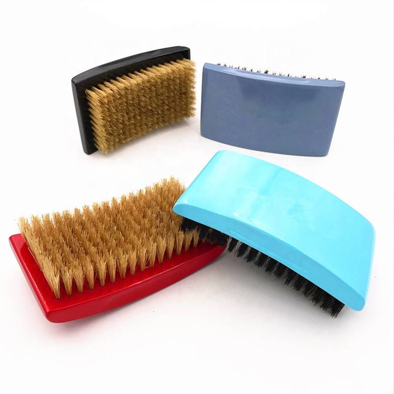 Wholesale Hot Selling Square Shape Barber Beard Comb Curved Colorful Wooden Boar Bristle Beard Brush